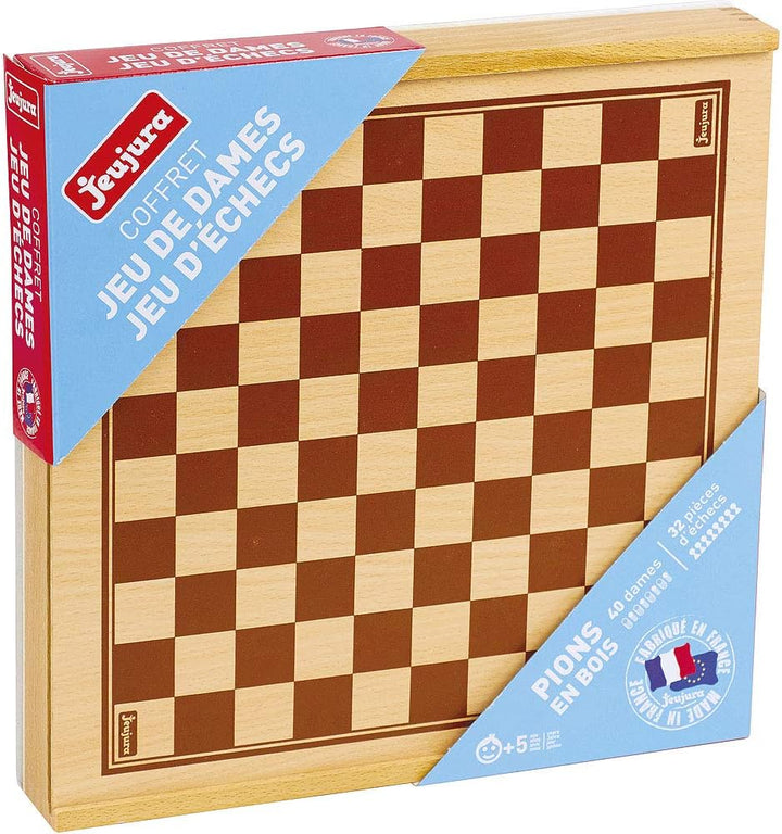 Jeujura J8133 Schachspiel-Set in Holzbox, Mehrfarbig
