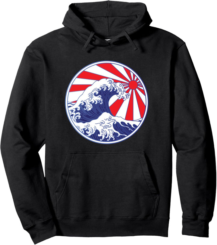 Japanisch Grosse Welle Kanagawa Sonne Kreis Modern Ästhetisch Pullover Hoodie