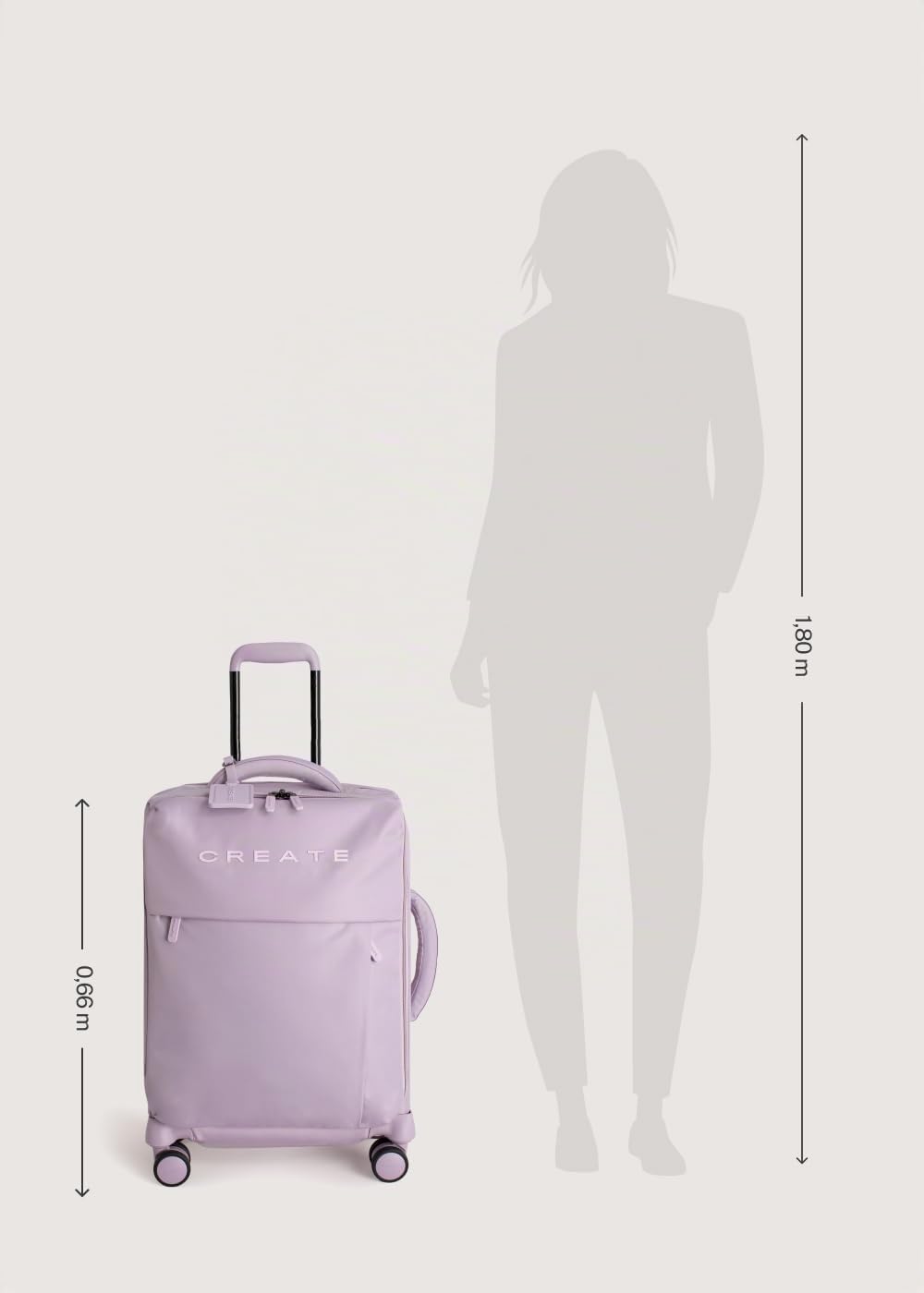 CREATE / Luggage Studio Soft/Polyester Soft Koffer Violett / 47x25.5x65cm / TSA Vorhängeschloss, 4 d