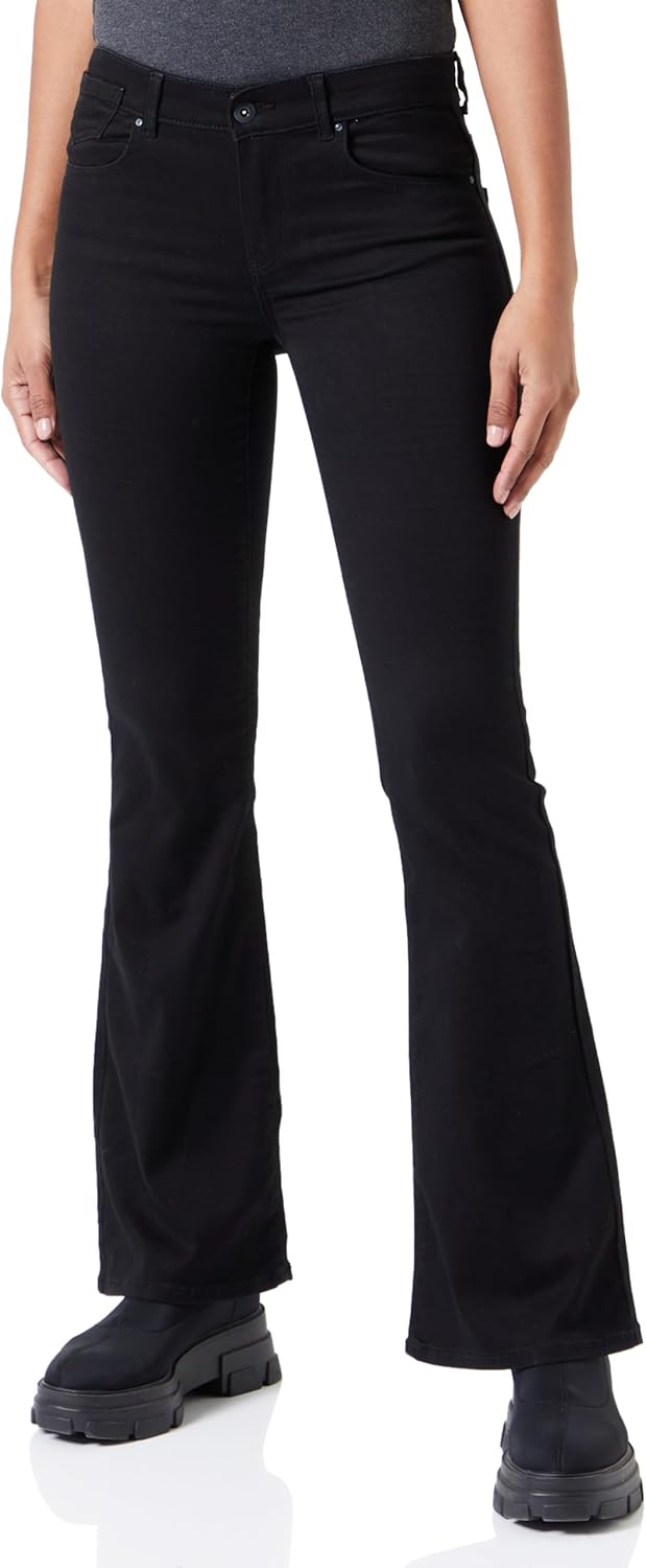 ONLY Female Schlaghosen-Jeans ONLREESE Mittlere Taille Flared Jeans 26W / 32L Schwarz, 26W / 32L Sch