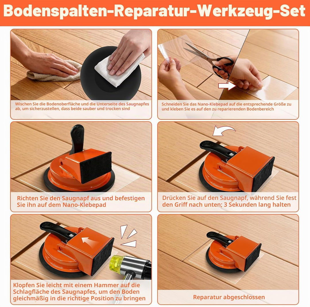 Laminat Werkzeug, Laminat Reparaturset, Verlegeset Saugnapf, 2 Gummihämmern, 10 wiederverwendbaren H
