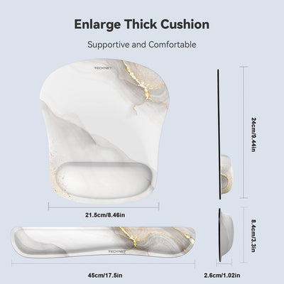 TECKNET Mauspad mit Handauflage, Gelkissen Mousepad und Ergonomische Memory Foam Tastatur Handgelenk