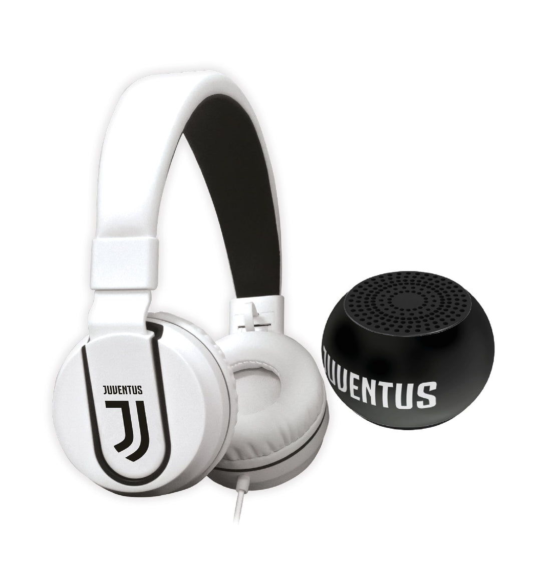 TECHMADE Juventus On-Ear-Kopfhörer mit Mikrofon und AUX-Kabel – zusammenklappbares Design Weiss/Schw
