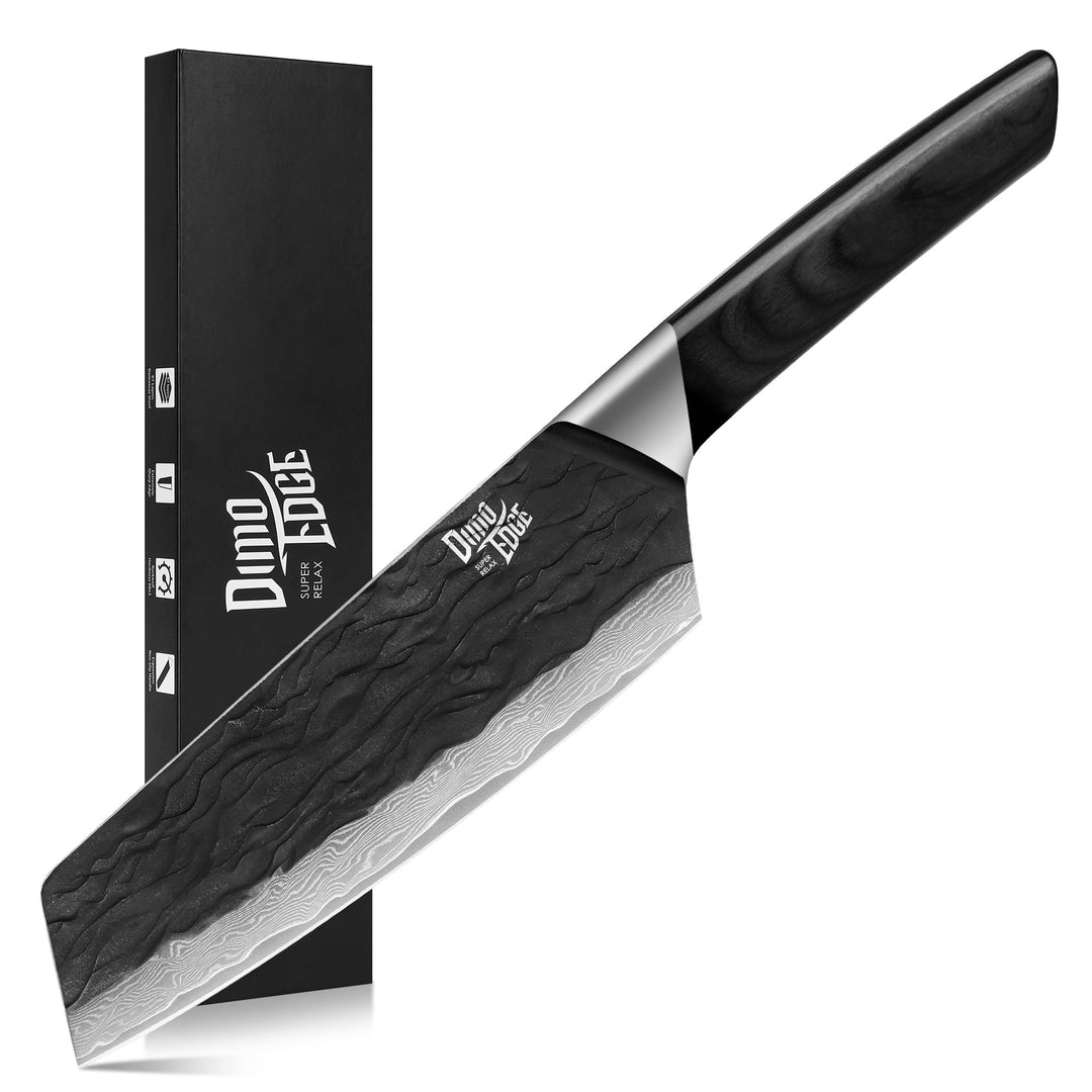 Bunka Messer, Damaszener Kochmesser mit Premium Pakkawood Griff, Full Tang Konstruktion, schwarz oxi
