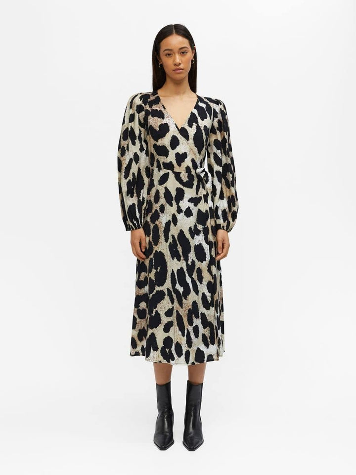 Object Damen Objleonora L/S Wrap Midi Dress Noos Kleid 36 Sandshell, 36 Sandshell