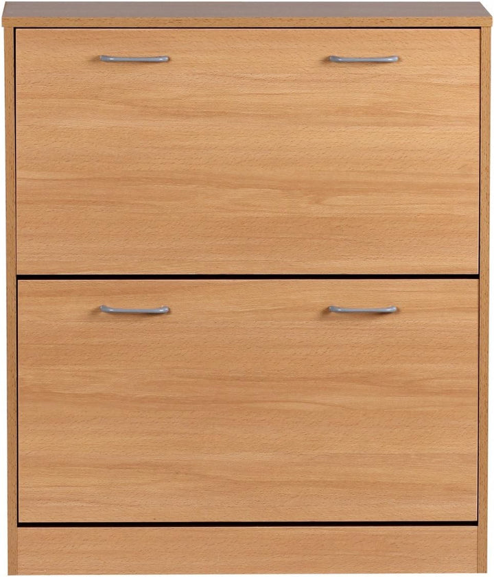 Wohnling Schuhkipper Kiel Buche matt 2 Fächer 75 x 87 x 24 cm | Design Holz-Schuhschrank zum klappen