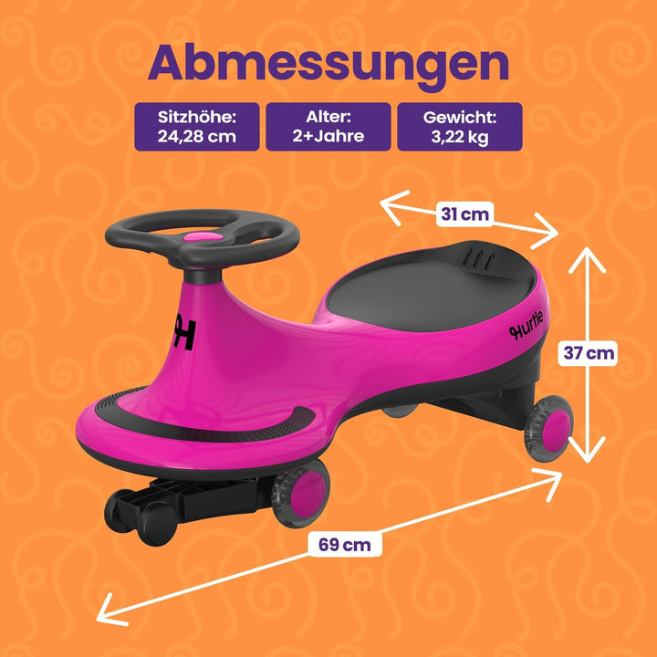 Hurtle Rutschauto Wiggle Drift Car für Kinder Rosa Ohne Batterien Twist and Go fördert Motorik Indoo
