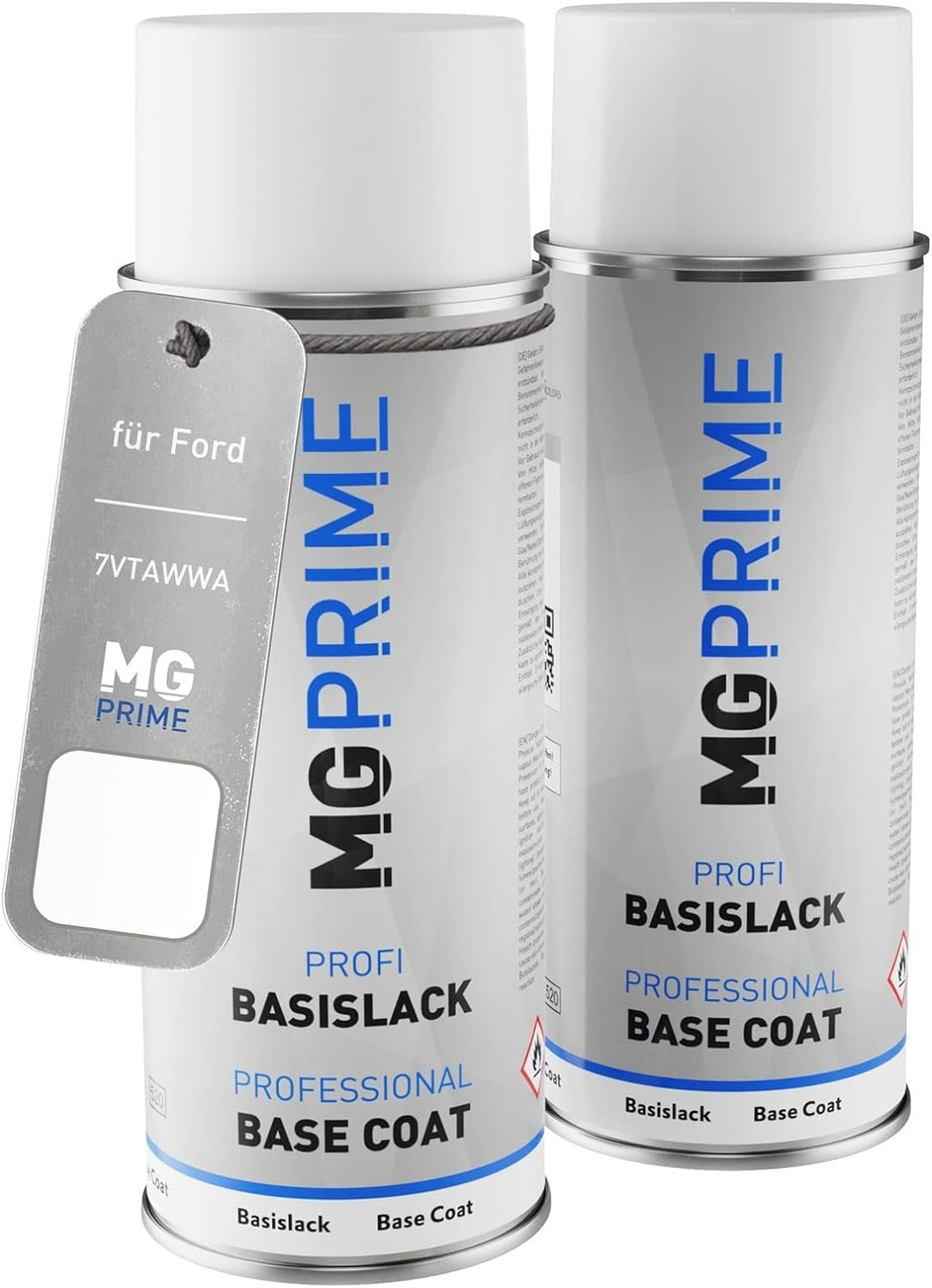 MG PRIME Autolack Sprühdosen für Ford 7VTAWWA / PN3GZ0 / W Frozen White Solid/Frost Weiss Grundlack