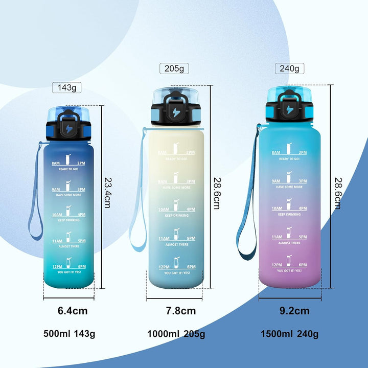 Trinkflasche 500ml, mit Filte, Trinkflasche Kinder Kohlensäure Geeignet, Auslaufsicher, Motivierende