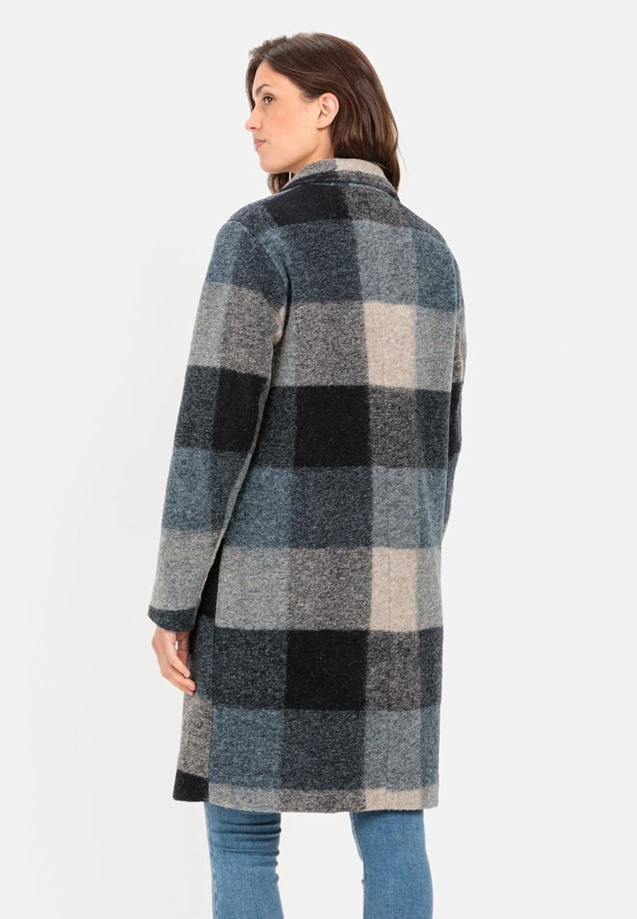 camel active Damen Wollmantel im Karomuster 40 Blau, 40 Blau