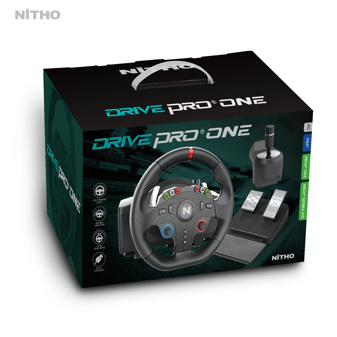 NITHO Drive Pro ONE Gaming Rennlenkrad mit Pedalen und Schalthebel, 270 Grad Spiele Lenkrad für PS4,