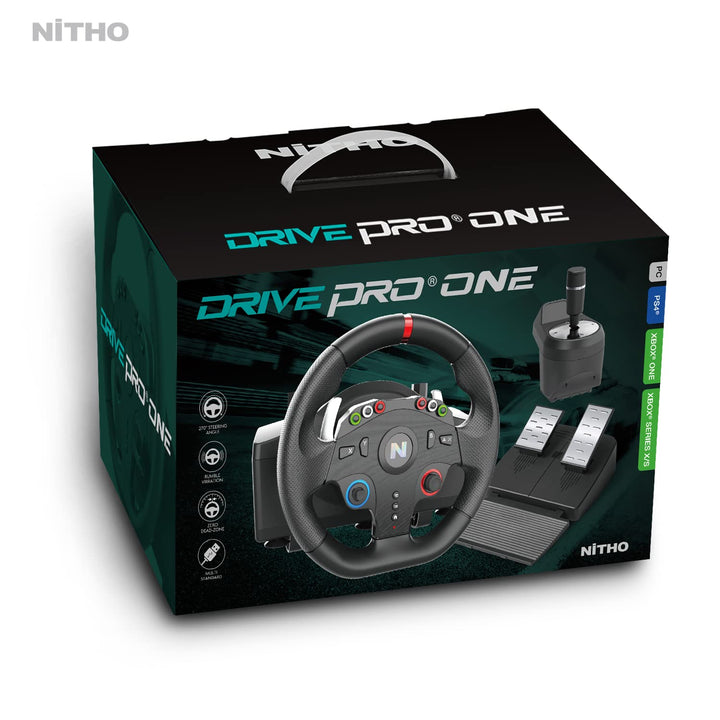 NITHO Drive Pro ONE Gaming Rennlenkrad mit Pedalen und Schalthebel, 270 Grad Spiele Lenkrad für PS4,