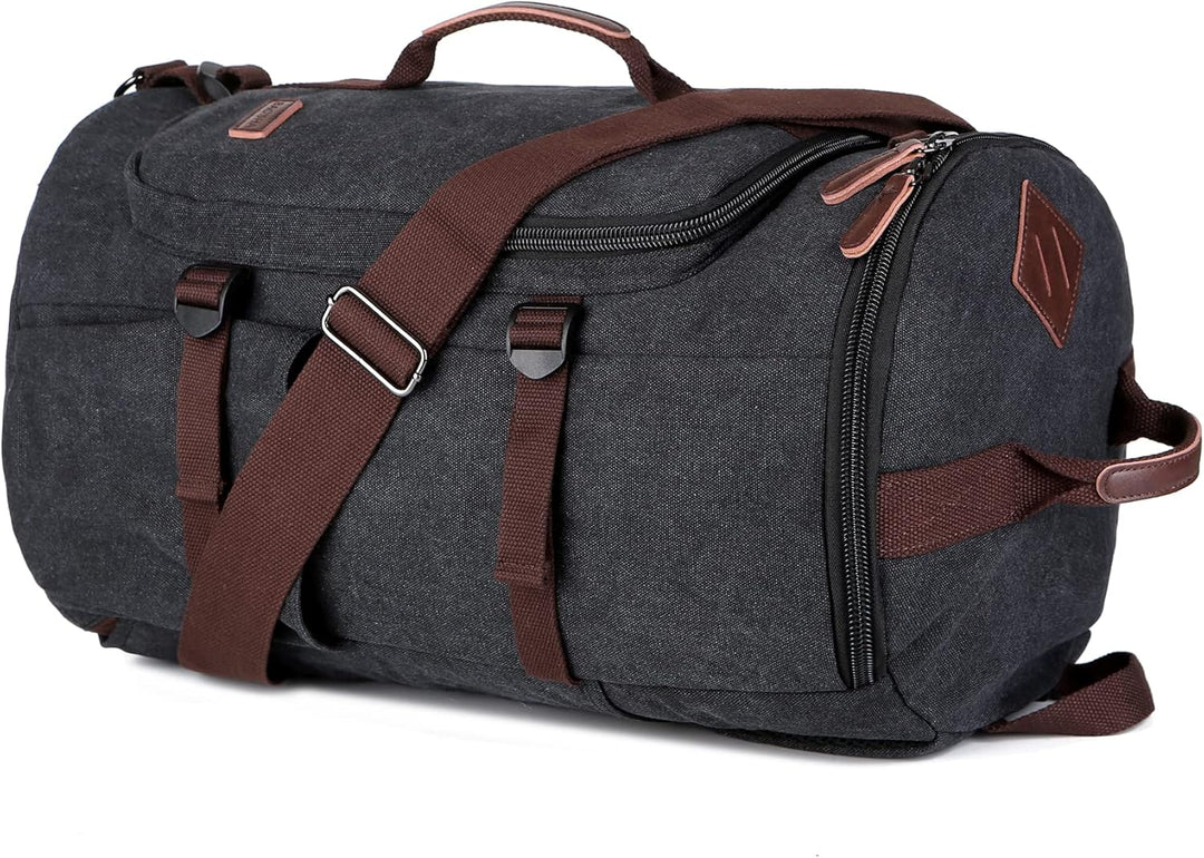 BAOSHA HB-26 Herren Vintage Canvas Rucksack Schwarz, Schwarz