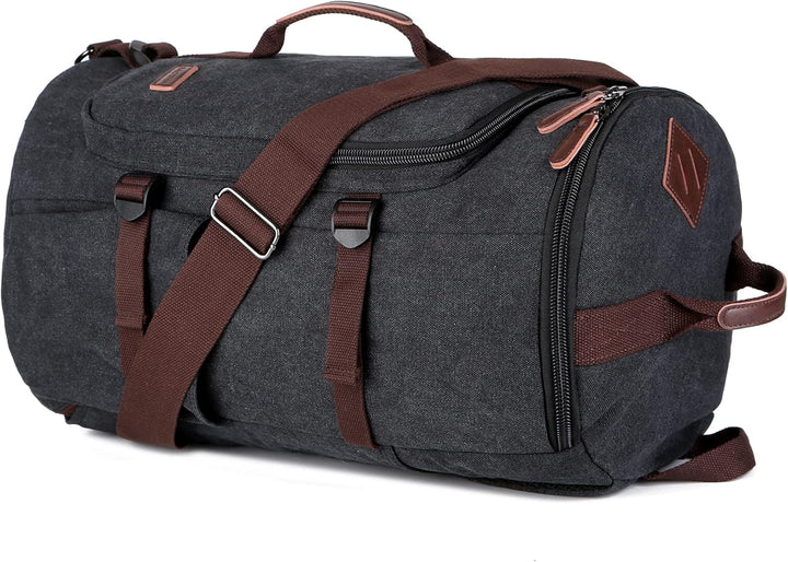 BAOSHA HB-26 Herren Vintage Canvas Rucksack Schwarz, Schwarz