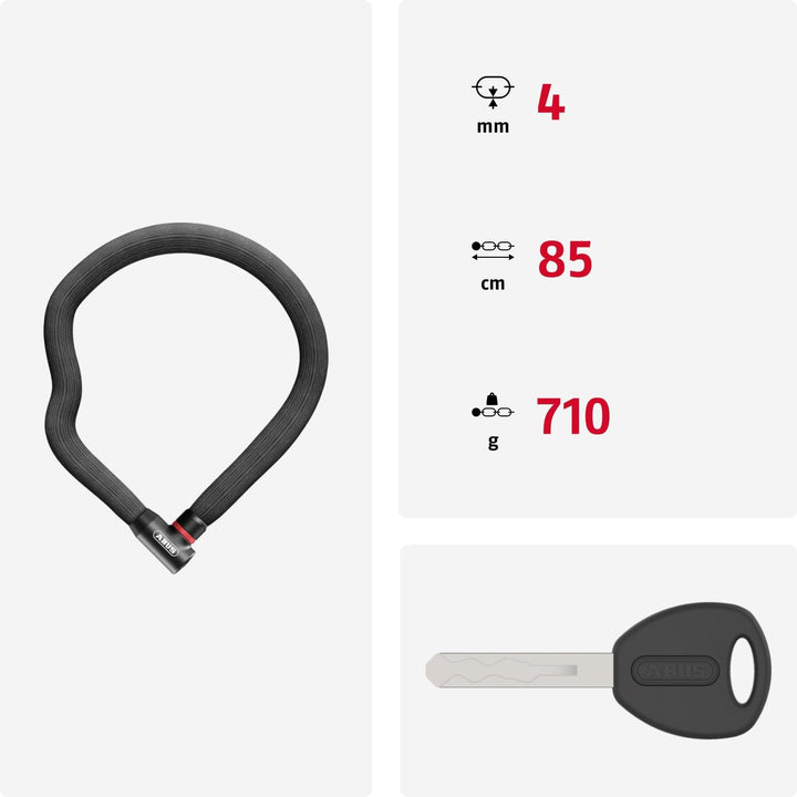 ABUS Kettenschloss Goose Lock 4204K - biegsames, klapperfreies Fahrradschloss aus gehärtetem Stahl -