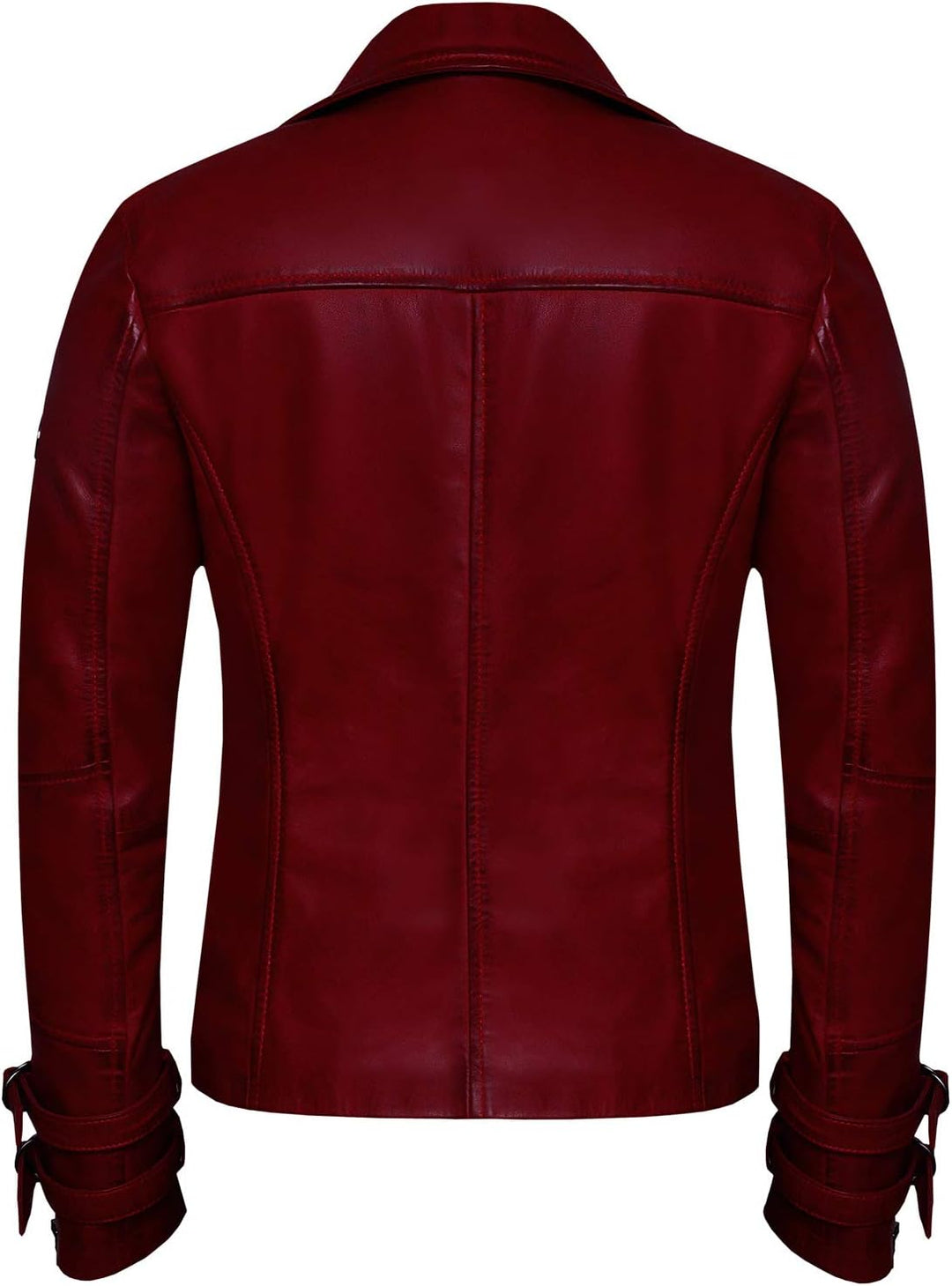 Bluepiel Poula Damen Lederjacke - Modernen Biker-Look - Echt Leder Jacke Rot Tailliert mit Reverskra