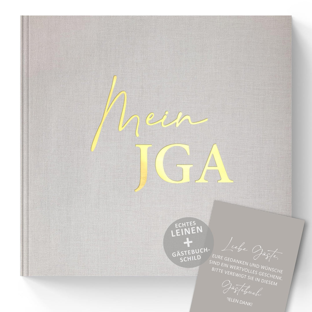 Mein JGA Gästebuch Leinen mit Goldprägung inkl. Gästekarten zum Ausfüllen - Erinnerungsbuch für Jung