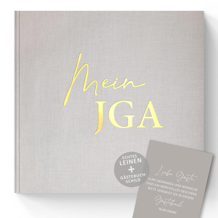 Mein JGA Gästebuch Leinen mit Goldprägung inkl. Gästekarten zum Ausfüllen - Erinnerungsbuch für Jung