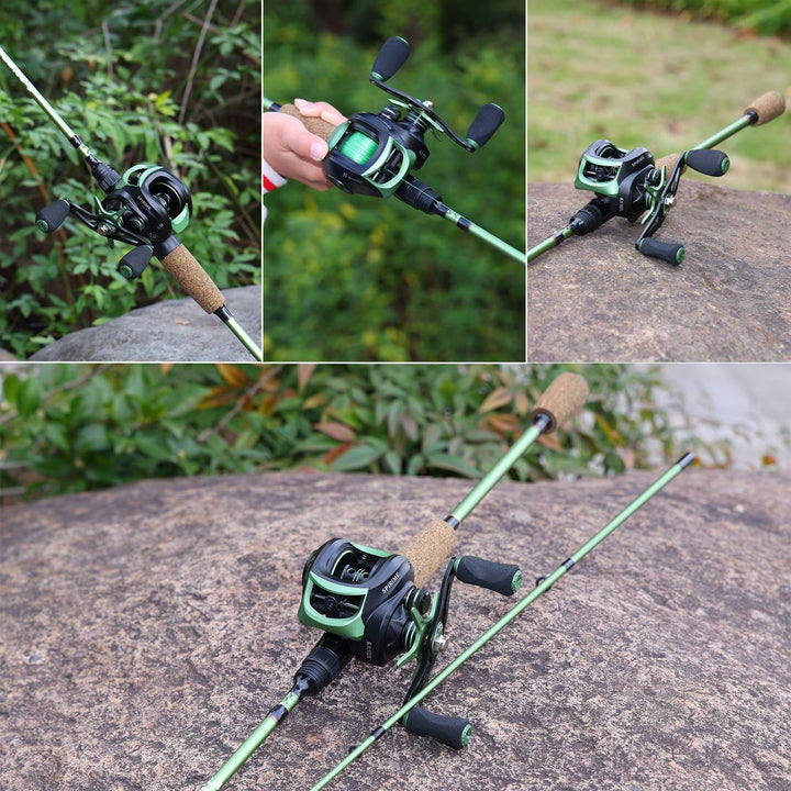 One Bass Angelrutenkombinationen, 30 Tonnen Kohlefaser-Rohlinge, Wurfruten, 8,1:1 Übersetzung, Angel