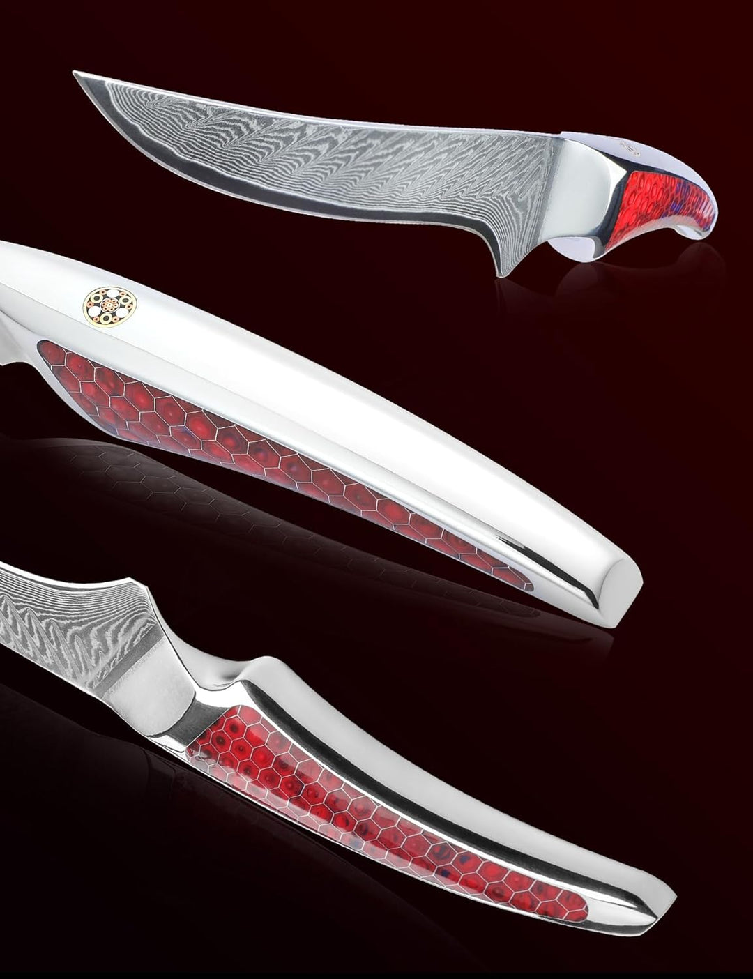 SANMUZUO 18CM Filetiermesser, Küchen- und Fischmesser aus Japanischem VG-10-Damaszenerstahl, ultrasc