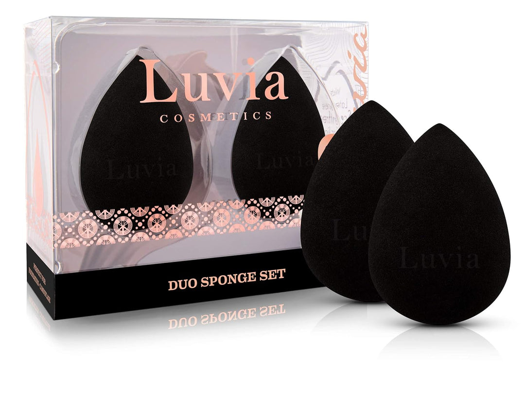 Make-up Pinselset Luvia, Prime Vegan Pro - Black & Luvia Beauty Blender Schwamm Set - Make-Up Ei - E