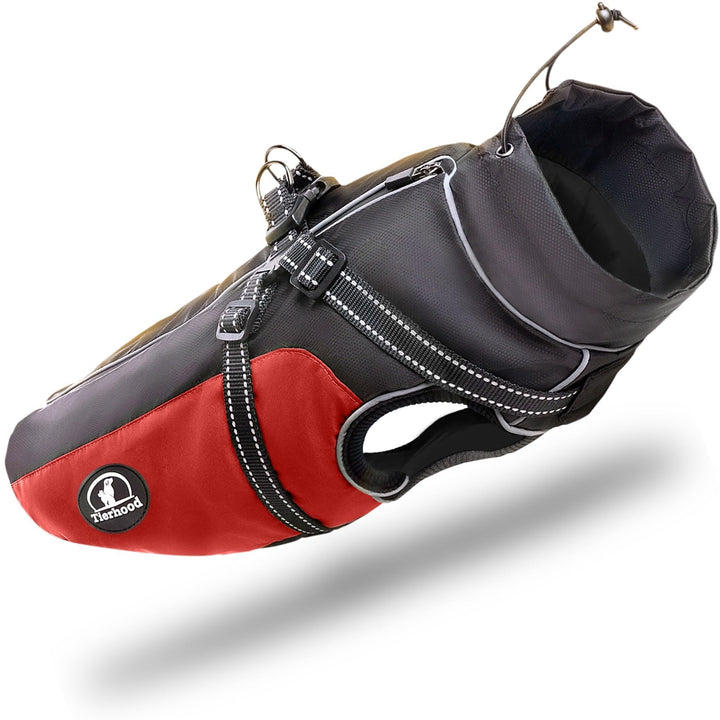 TIERHOOD - Hunderegenmantel wasserdicht [INKL. GESCHIRR] - Regenmantel Hund - [INKL. Reflektoren] -