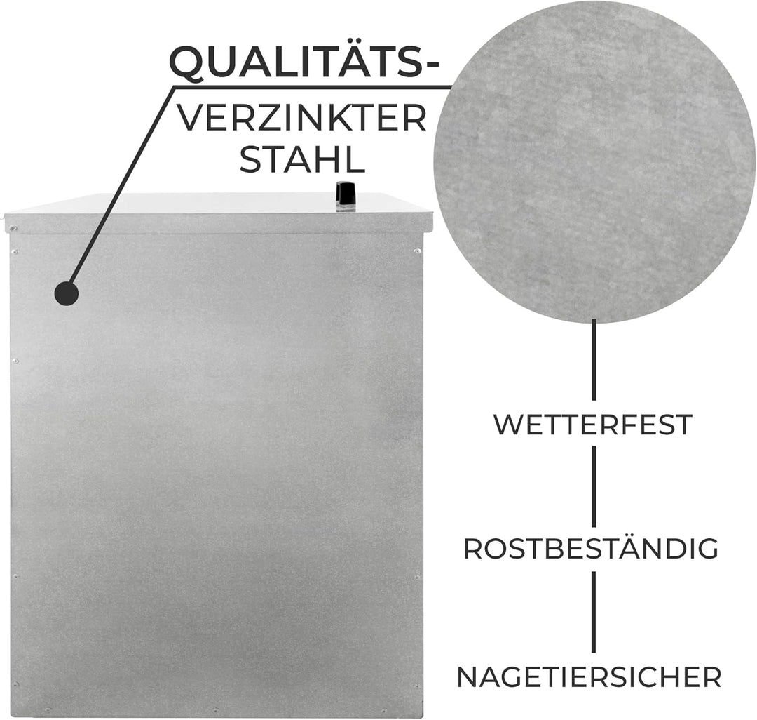 Kohleeimer Kohlebunker Kohlebehälter 350kg 520L Verzinkter Stahl Erhöhter Sockel Verstärkungsstange