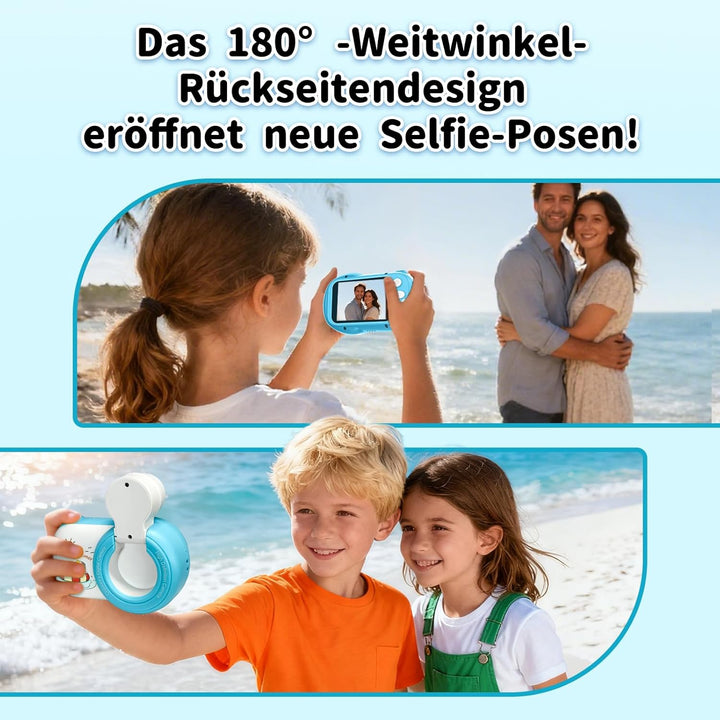 Kinderkamera, Kinder Kamera mit 2,4" Bildschirm &180°Flip-Objektiv, 1080P HD Digitalkamera Kinder mi