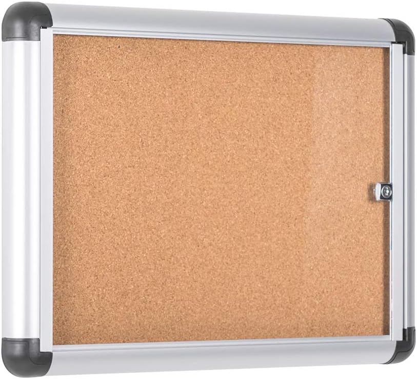 Bi-Office Schaukasten Vitrine"Enclore Extra", Kork, geeignet für 2 x DIN A4, silberner Aluminiumrahm