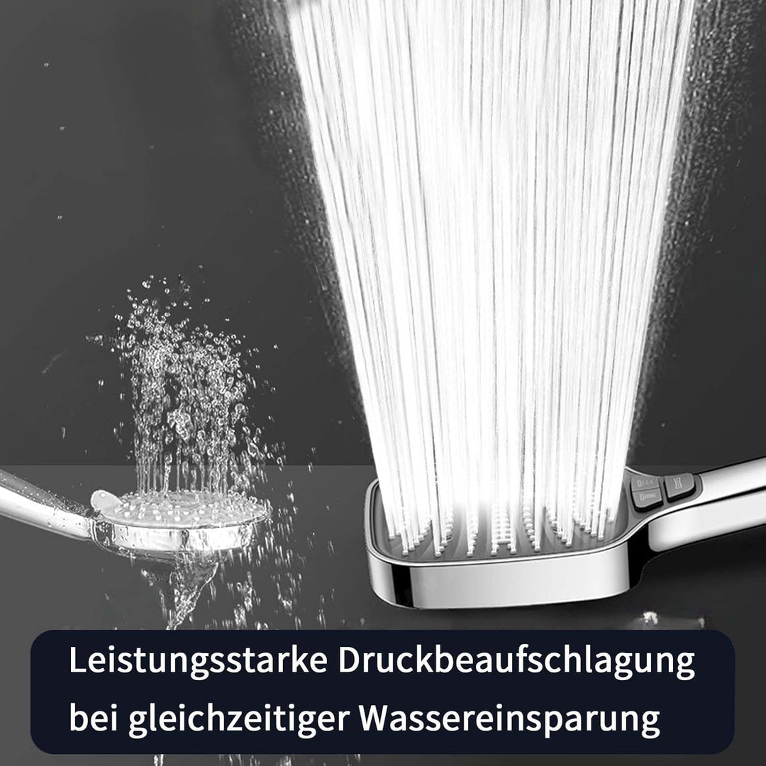 Duschkopf mit Schlauch 1.5m – Duschbrause mit 8 Strahlarten & Stoppfunktion –Duschköpfe Regendusche