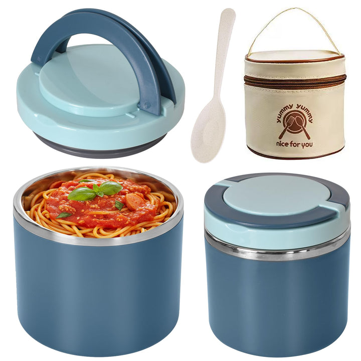 Zimoer 630ML Isolierte Edelstahl-Lunchbox – Grosse Bento-Box mit Thermotasche, Auslaufsicherer Speis