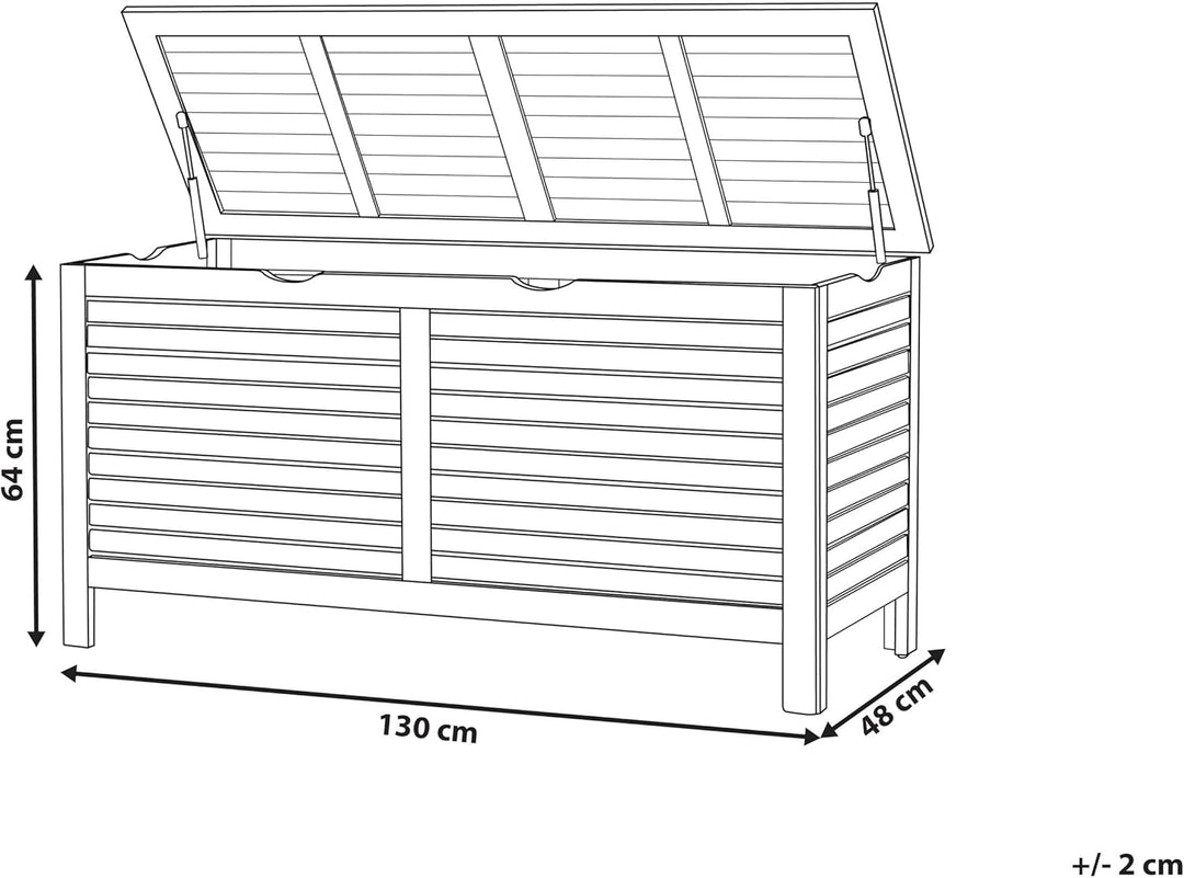 Auflagenbox Akazienholz Truhe geölte Oberfläche hellbraun 130x64x48 cm Riviera