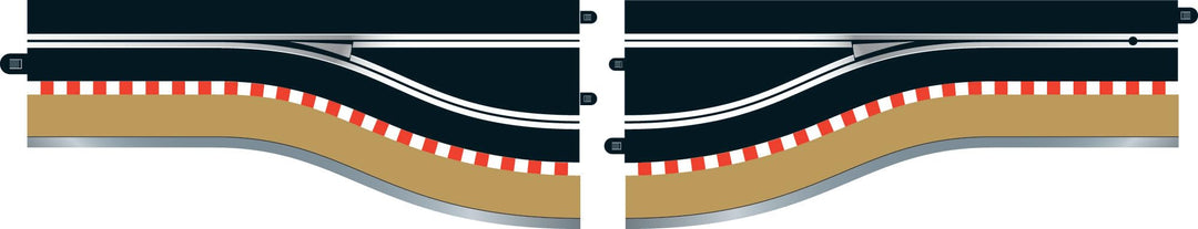 Streckenabschnitt mit Boxengasse (linker Hand), einschliesslich Sensor