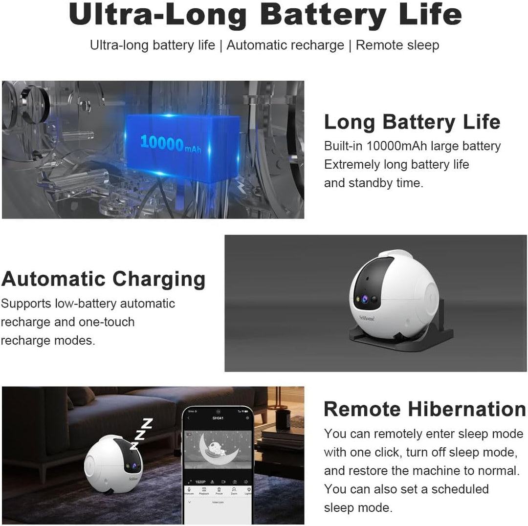 OBA Roboterkamera AI 360 Grad für Haustiere: Kippschutz 4 MP QHD, Akku 10000 mAh DH013 Rec MicroSD