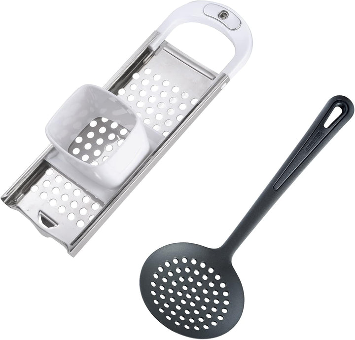 Westmark Spätzle-Set, 2tlg., 1 Spätzlehobel mit Teigschlitten, Knöpfle + 1 Schöpflöffel, Gentle, Ros