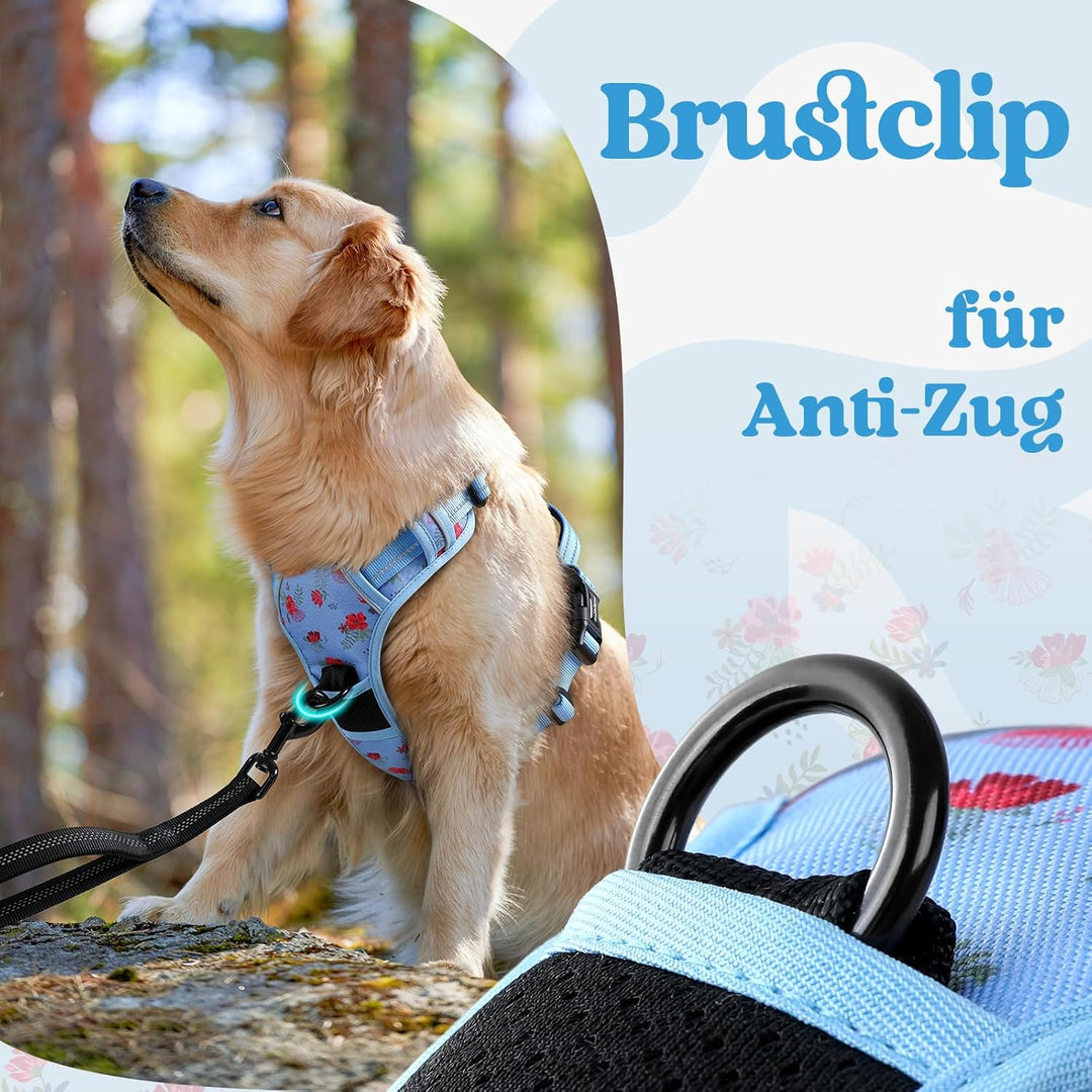 rabbitgoo Hundegeschirr Mittelgrosse Hunde, Verstellbare Geschirr Hund ohne Zug & Würgen, Anti Zug H