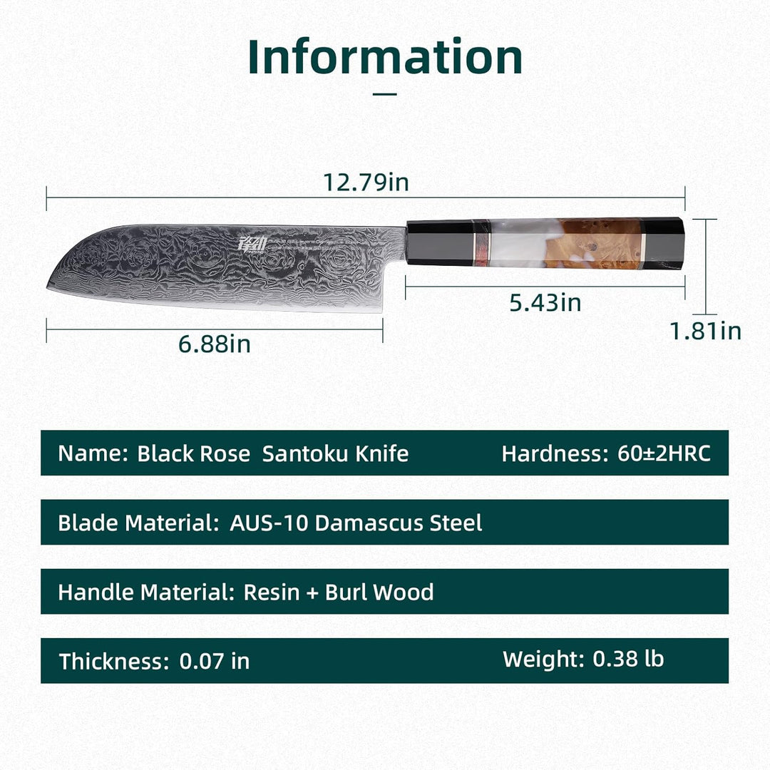 FINDKING 7-Zoll-Japanisches Santoku-Messer, Damastklinge Asiatisches Messer, Kochmesser für den tägl
