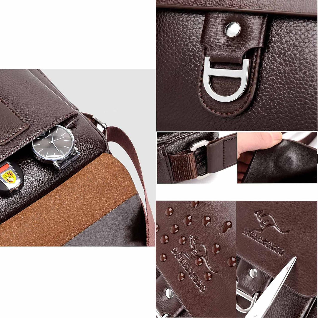 Ledertasche Herren, Männer Umhängetasche Schultertasche, Herren Tasche Leder für Tablet, Unitasche B