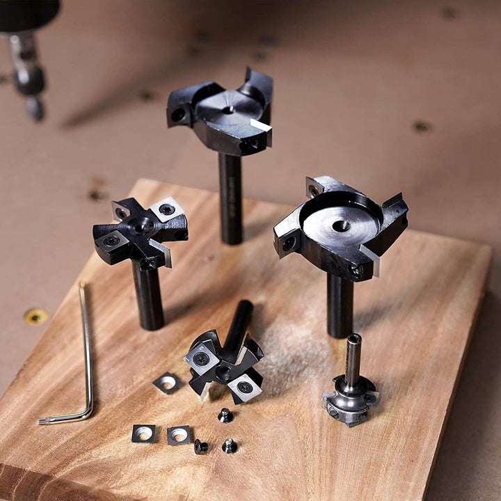 SpeTool 3 Flöten Planfräser für Oberfräse 60 mm Schnittdurchmesser, 12 mm Schaft Hobelfräser mit Wen