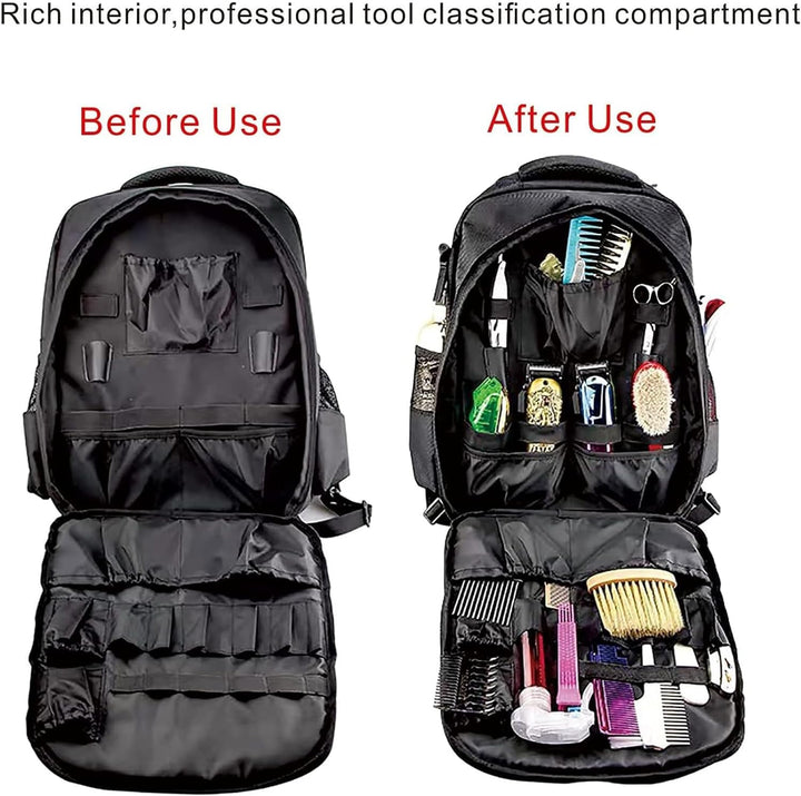 Barber Clippers Rucksack Tasche für Friseur, Friseurtasche Haarwerkzeuge Organizer Schwarz Barber Ba