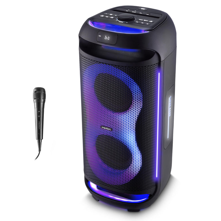 MEDION PE-2 Plus Partybox (Akku, mit Mikrofon, tragbarer Bluetooth Lautsprecher gross, Musikbox, Ver