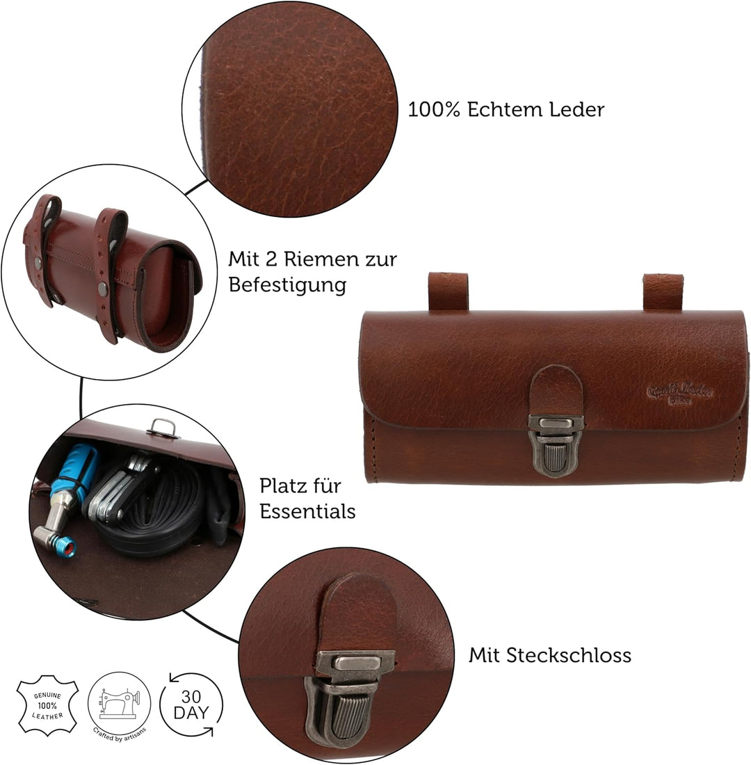 Gusti Satteltasche Leder - Fabrice P. Lenkertasche Fahrradtasche Werkzeugtasche Aufbewahrungstasche