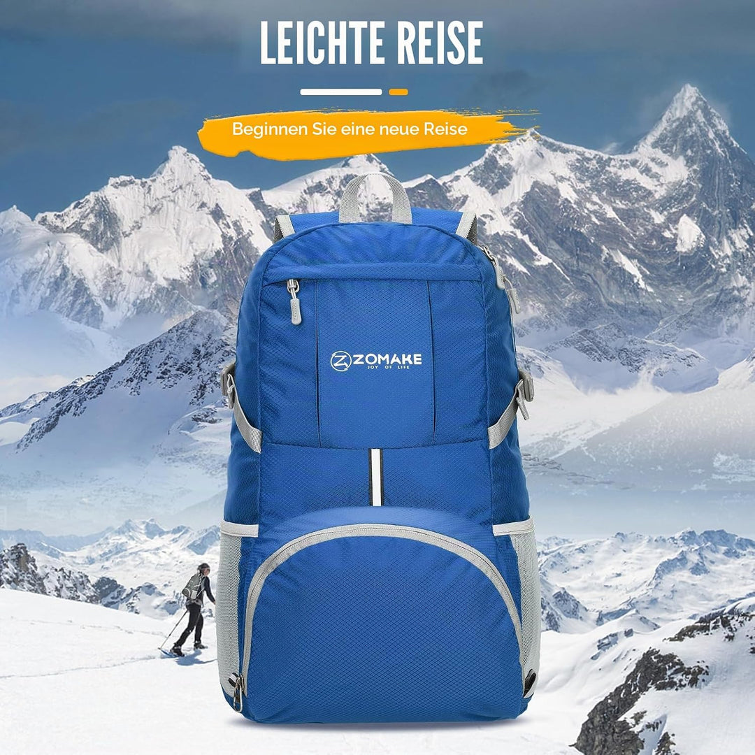 ZOMAKE Faltbarer Rucksack 35L,Leichter Rucksäcke Wasserdicht Wanderrucksack Packable Backpack für Da
