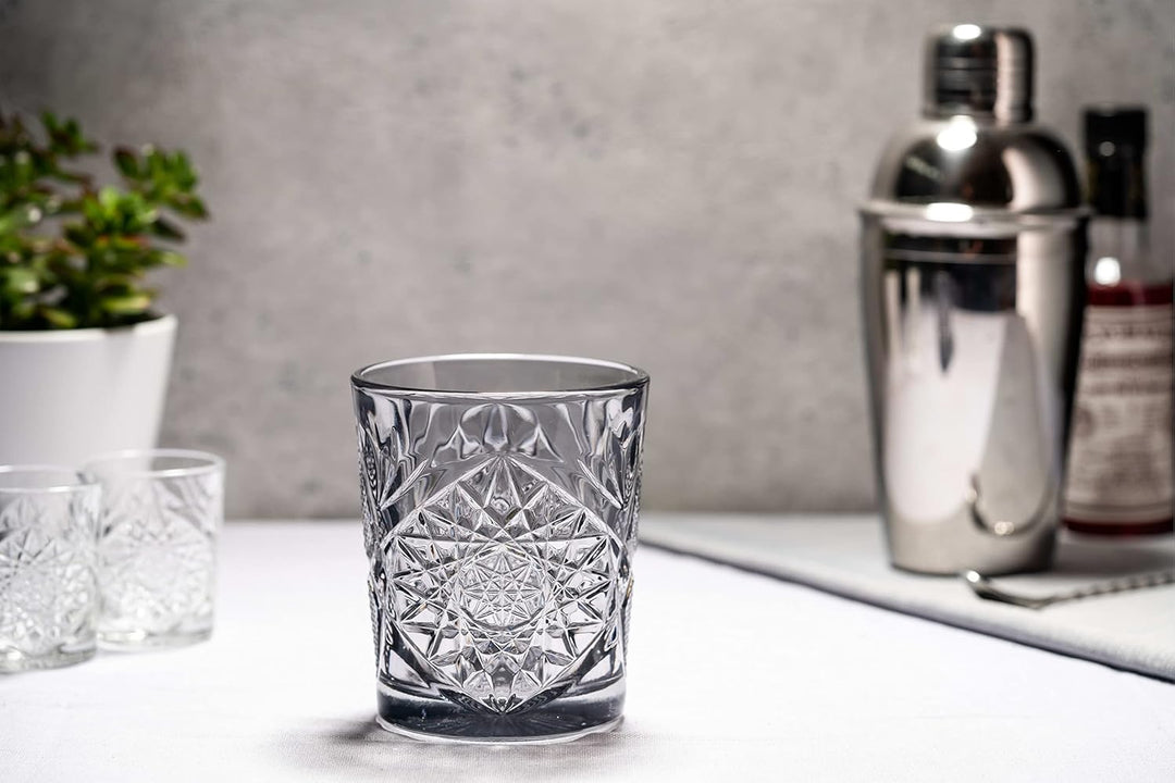 Libbey Trinkglas Hobstar Grau - 355 ml / 35,5 cl - 6 Stück - Vintage-Design - spülmaschinenfest - ho