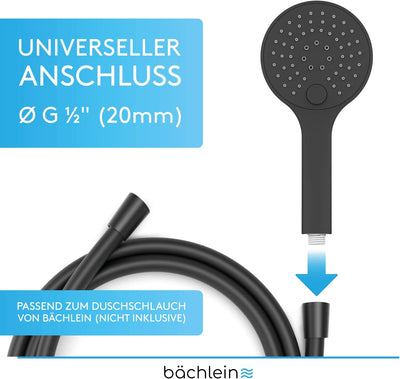 Bächlein Universal Duschbrause - Brausekopf mit 3 Strahlarten, einfach wechselbar durch praktische D