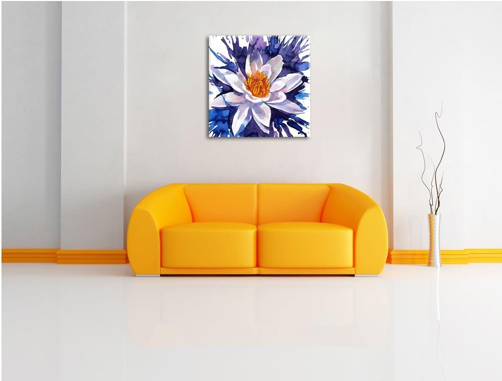 Pixxprint Gemälde Einer Seerose Kunst als Leinwandbild | Grösse: 70x70 cm | Wandbild| Kunstdruck | f