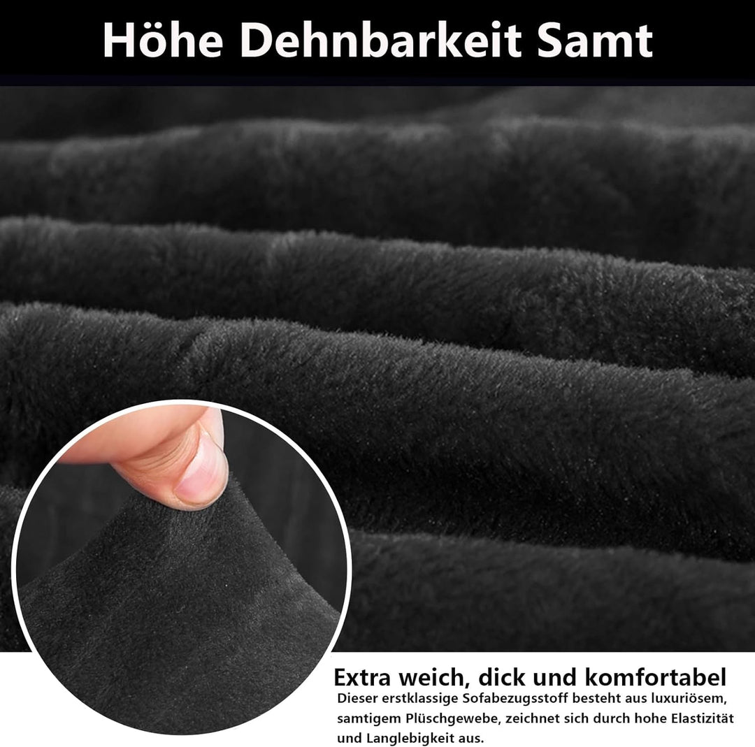 NAKIHOUSE Dicke Samt Sofa Überwürfe Sofabezug mit einem Kissenbezug, Superweicher Elastische Sofa Ab