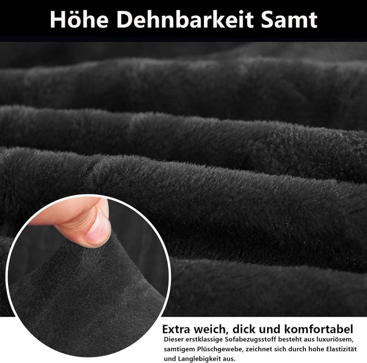 NAKIHOUSE Dicke Samt Sofa Überwürfe Sofabezug mit einem Kissenbezug, Superweicher Elastische Sofa Ab