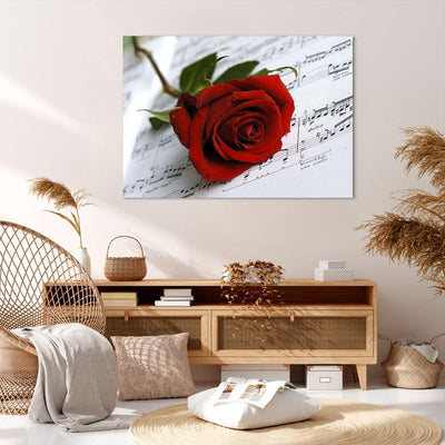 Bilder auf Leinwand 100x70cm Leinwandbild Musik Rose Dekoration romantisch Gross Wanddeko Bild Schla