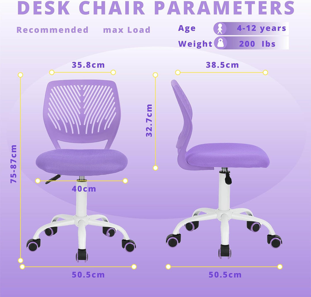 FurnitureR Farbenfroh, modernes Design, Verstellbarer Computersitz, Swivel Armless Desk, Kinder, Stu